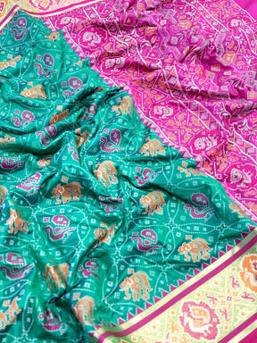 Elegant Sky Blue Pochampally Patola Silk Saree