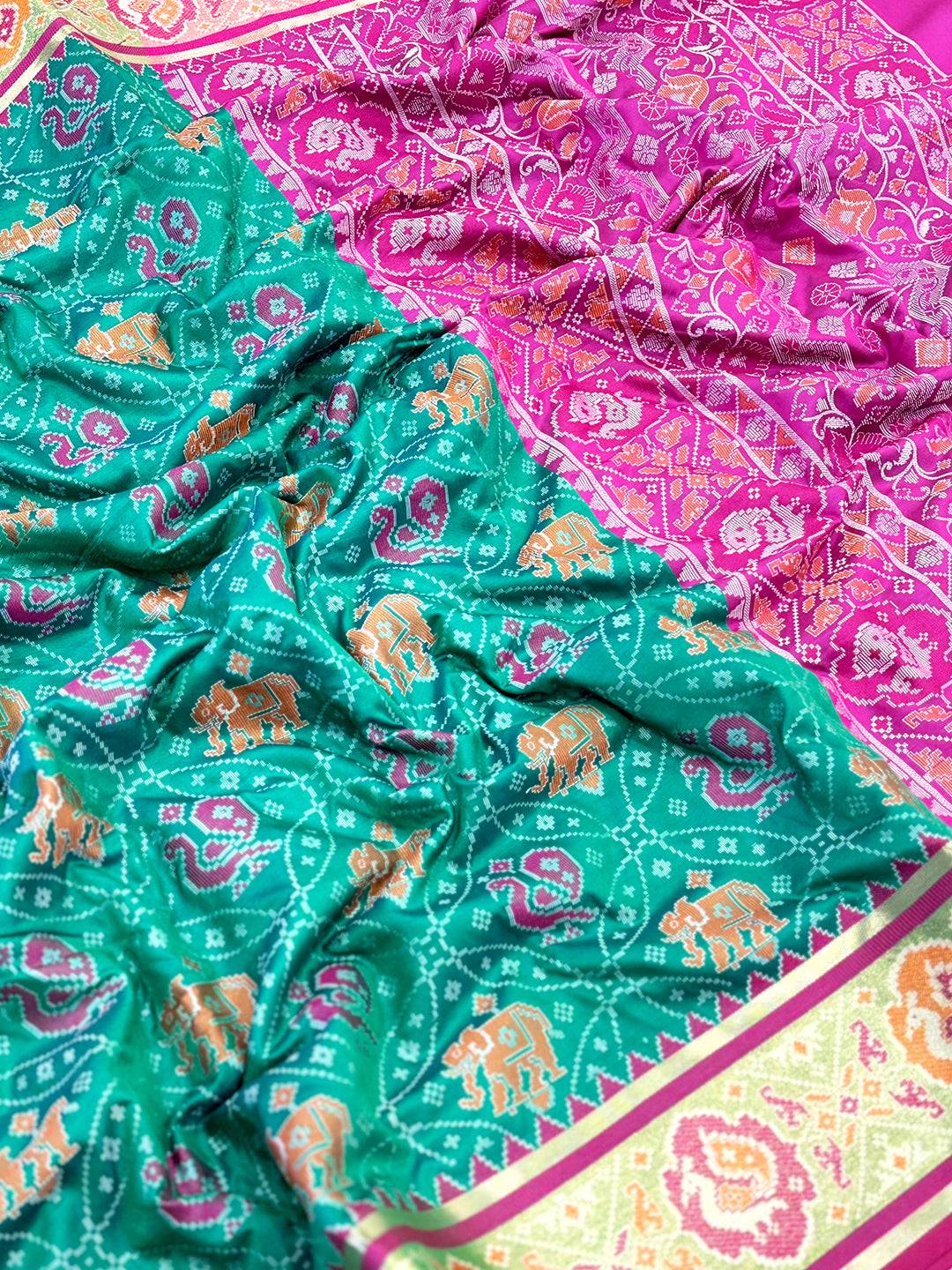 Elegant Sky Blue Pochampally Patola Silk Saree