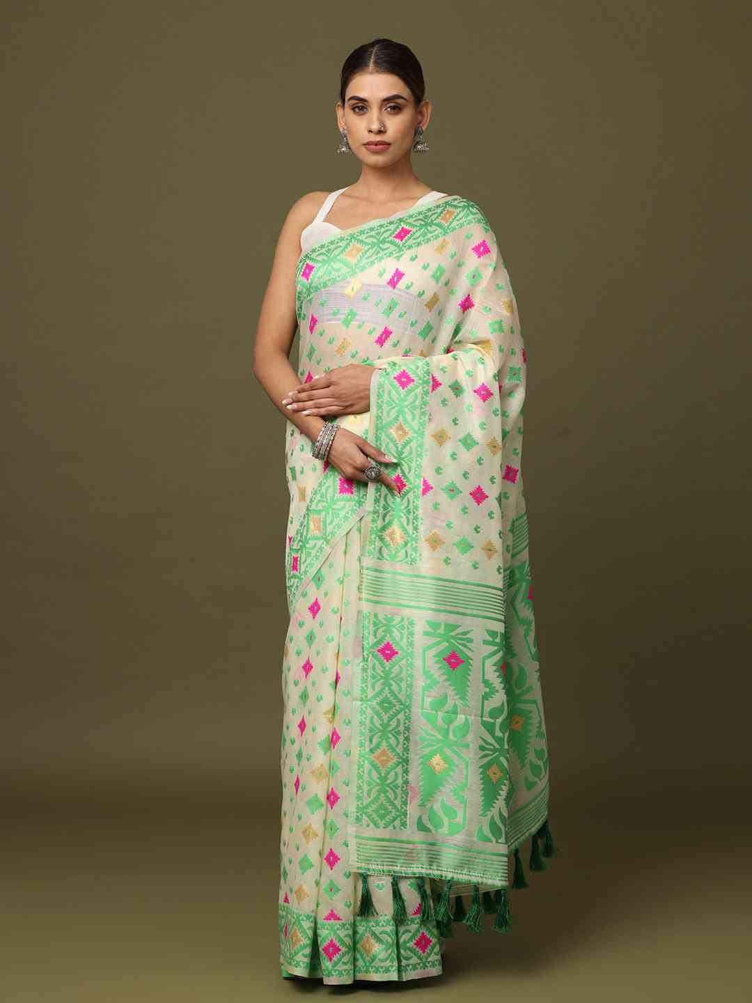  Dhakai Jamdani Cotton Silk Saree