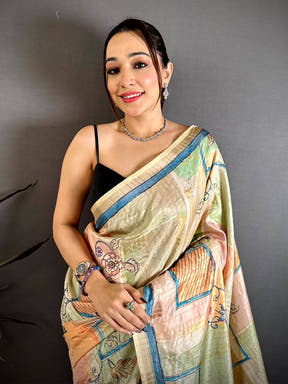 Majestic Ghicha Weave Kalamkari Saree