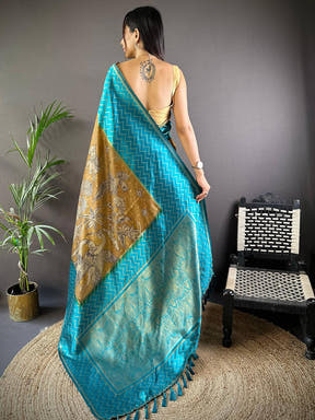 Rama Heritage Weave Kalamkari Soft Silk Saree