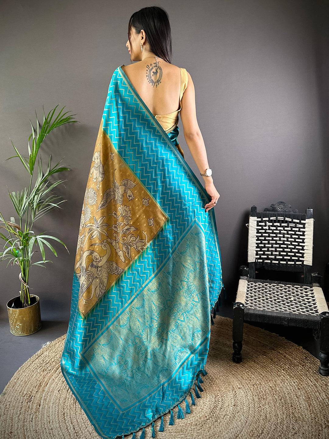 Rama Heritage Weave Kalamkari Soft Silk Saree