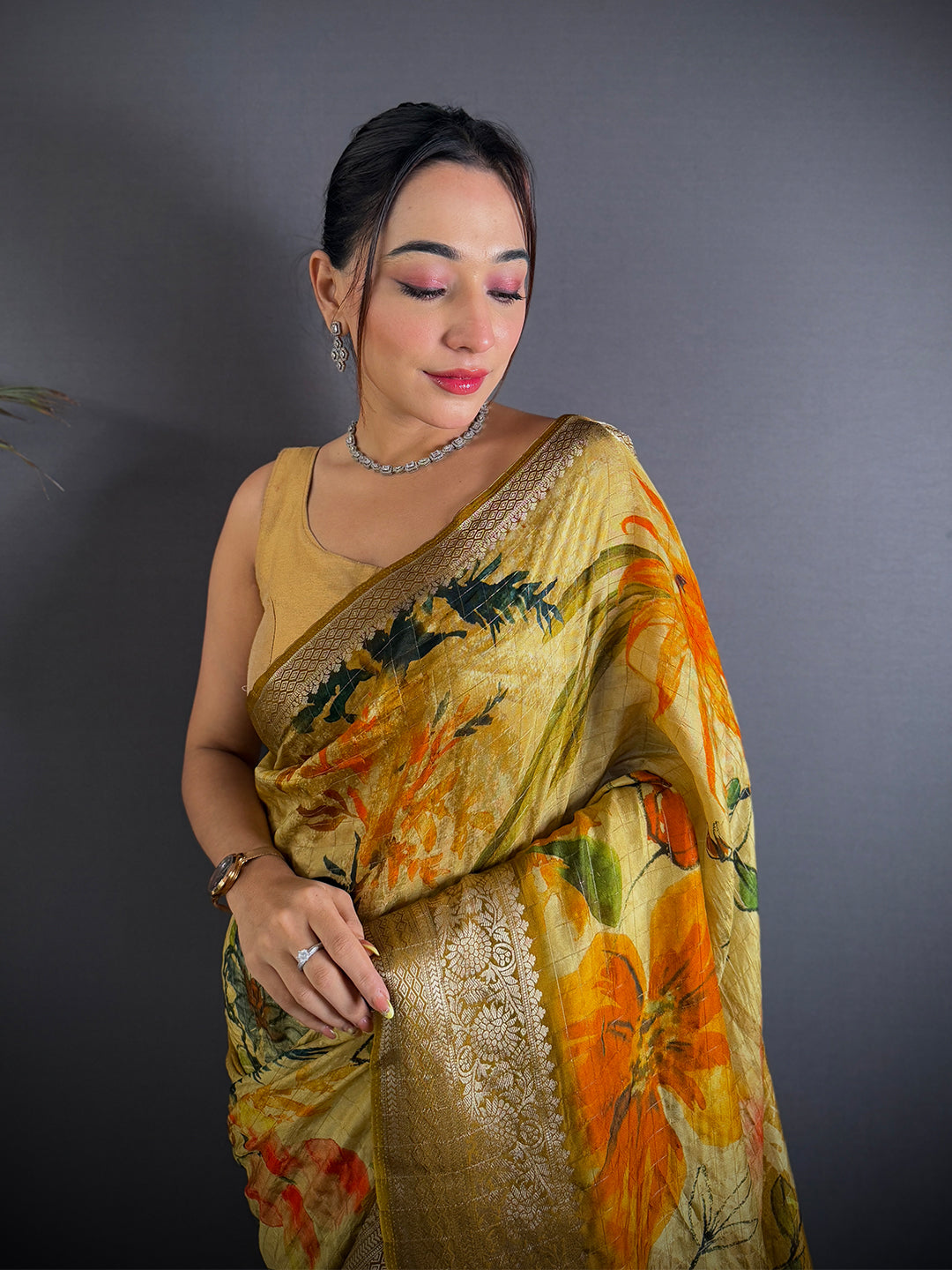 Sunshine Florals Digital Print Saree