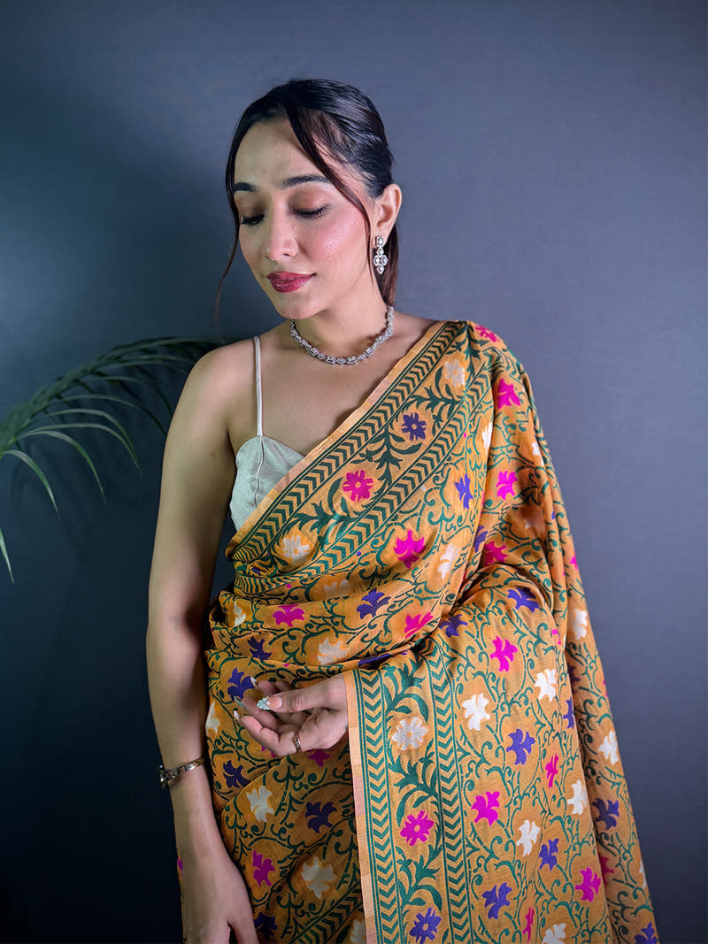 Lovely Dhakai Jamdani Light Weight Cotton Silk Saree