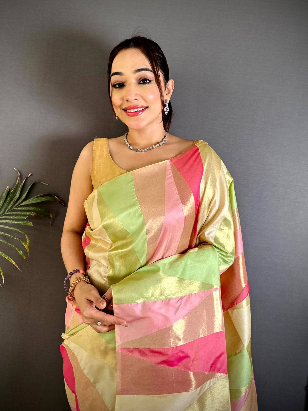 Multicolor Geometric Kanjivaram Silk Saree

