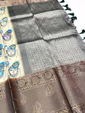 Royal Banarasi Silk Krishna Motif Pattu Saree