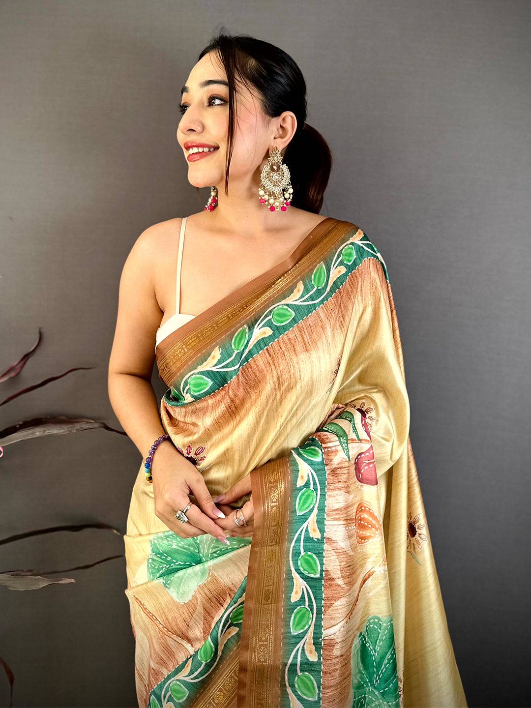 Timeless Rudraksh Zari Border Floral Saree