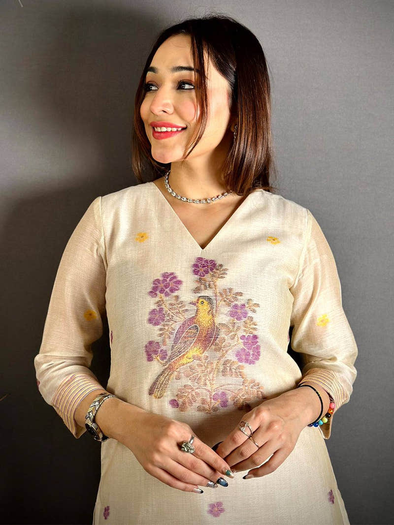 Cream Grace Woven Floral Dress