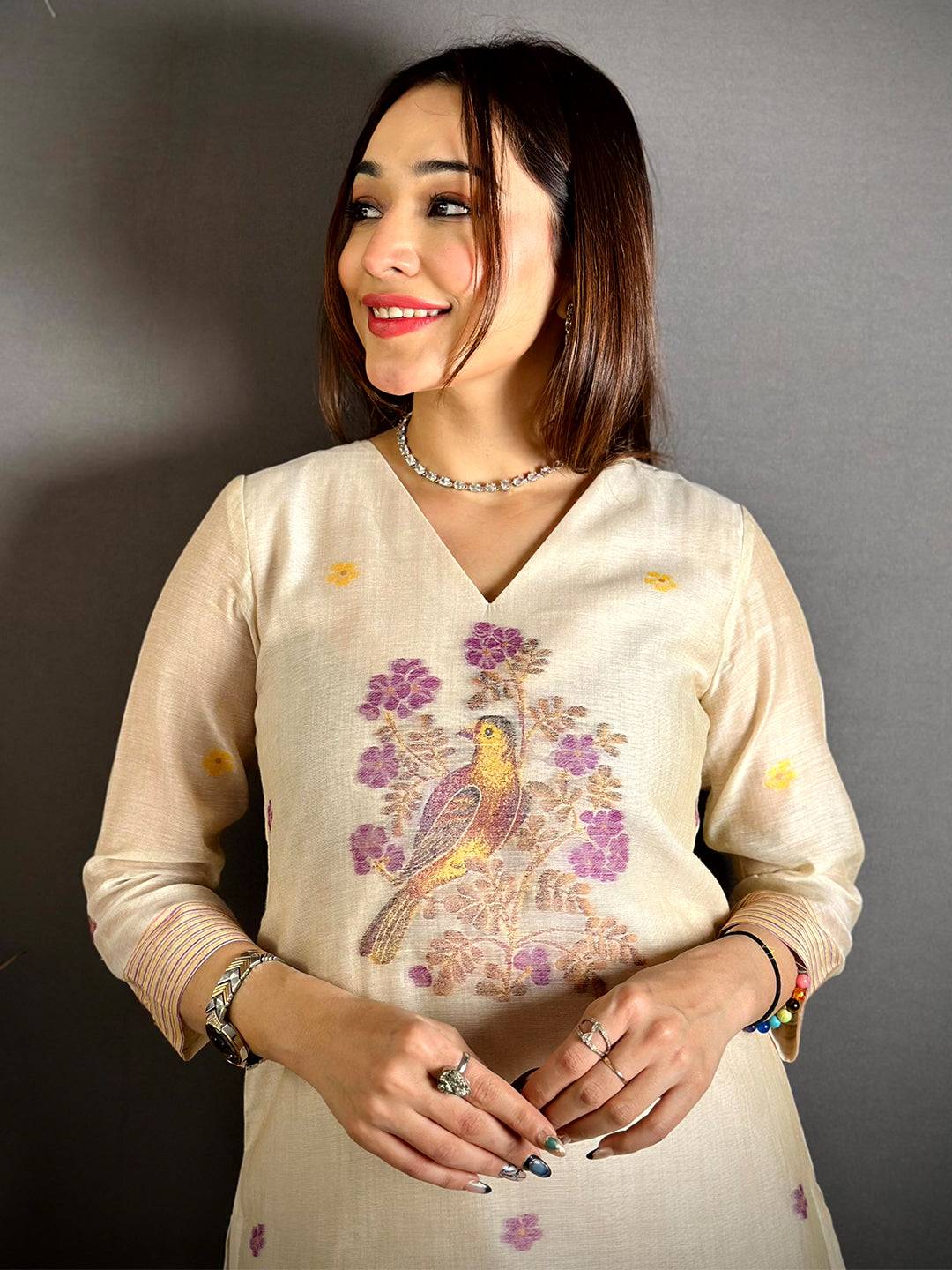 Cream Grace Woven Floral Dress

