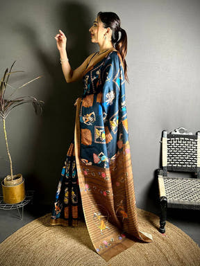 Classic Bharatanatyam Butta Tussar Saree