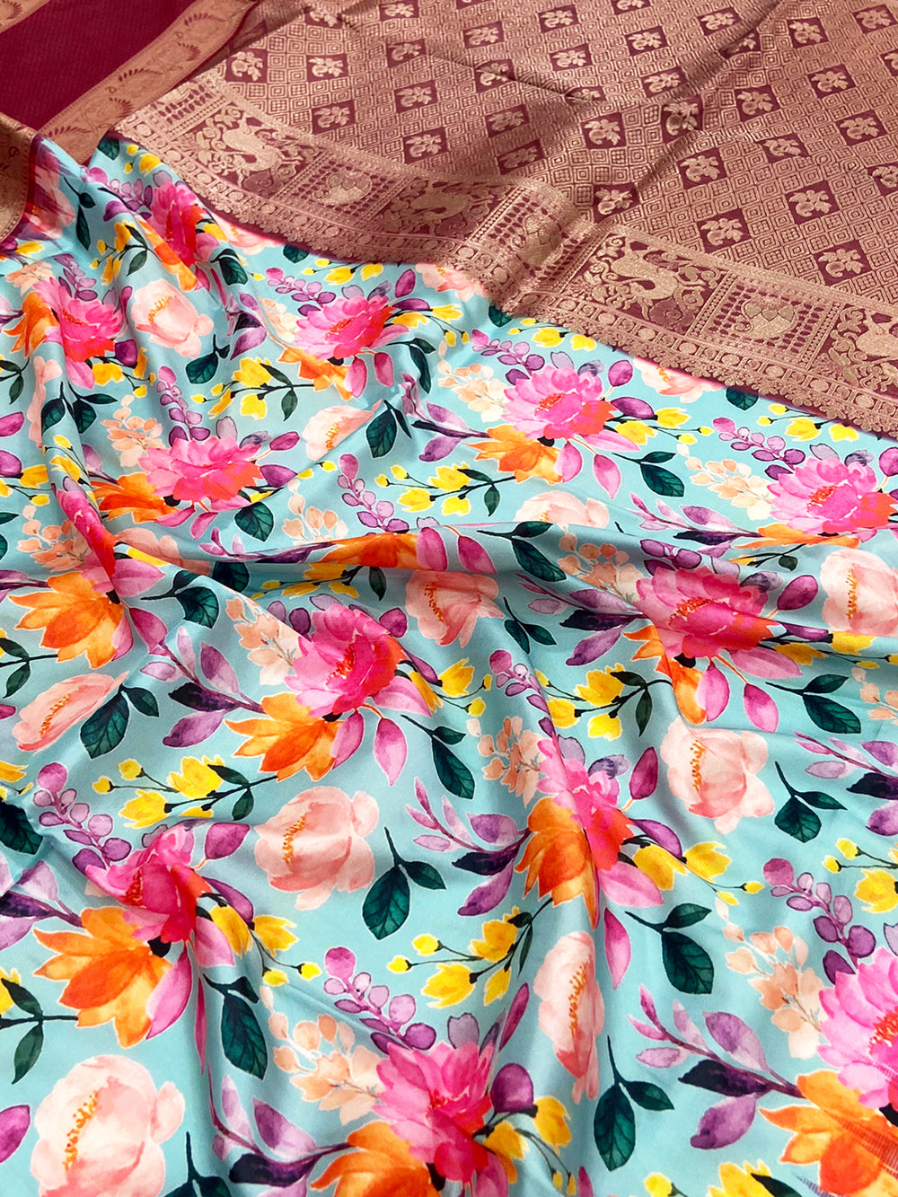 Radiant Sky Blue Soft Silk Saree