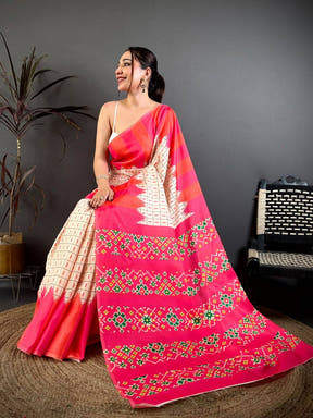 Traditional Ikkat Printed Tussar Saree