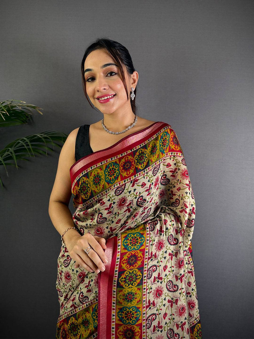 Kalamkari Jall Cotton Viscose Saree