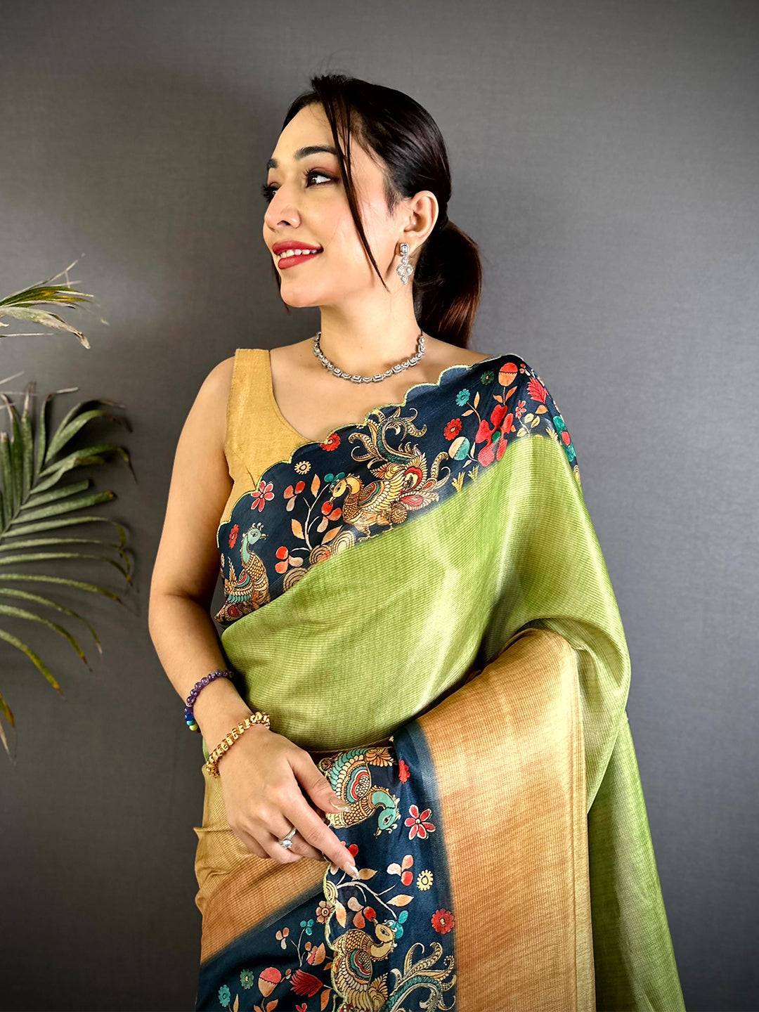 Opulent Pen Kalamkari Shibori Cutwork Saree

