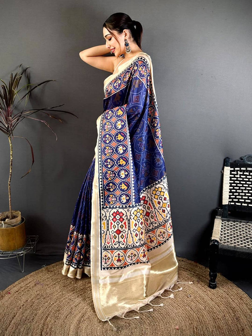 Majestic Navy Soft Kanchi Silk Saree