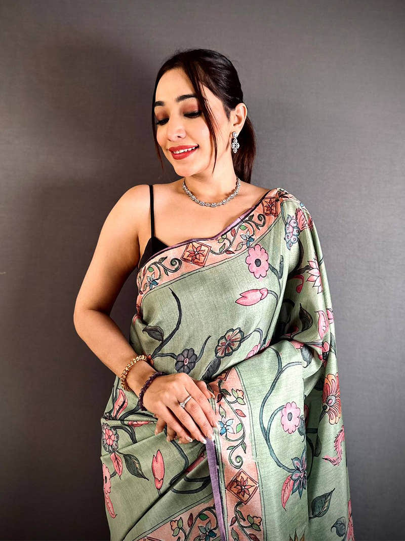 Heritage Pastel Kalamkari Saree