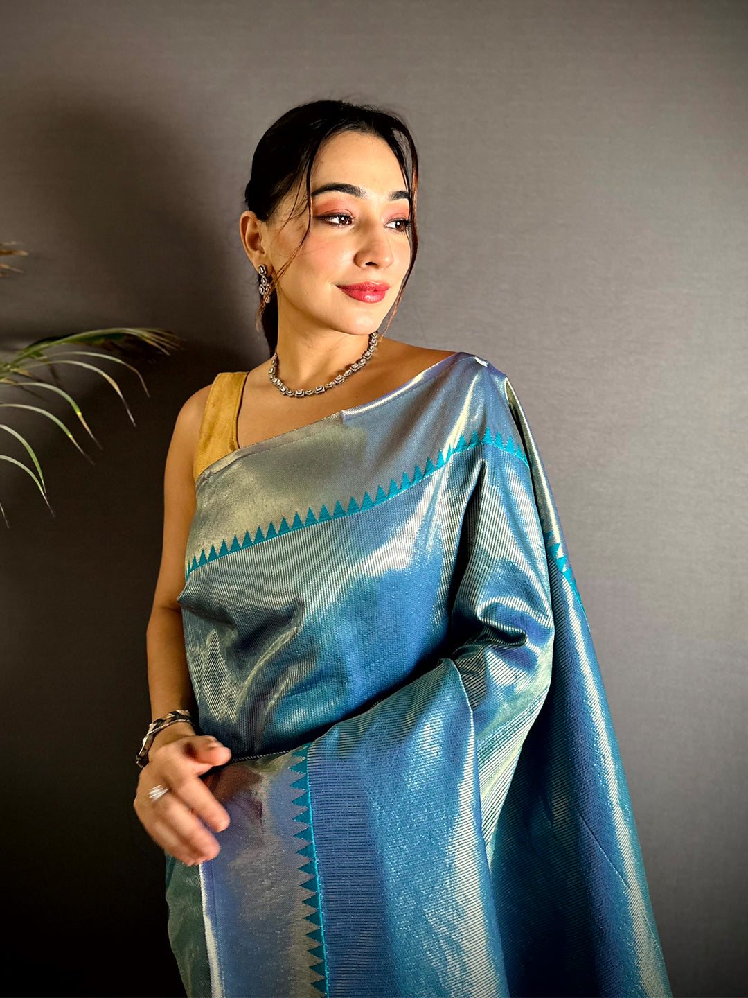 Blue Zari Tissue Kanjivaram Silk Saree