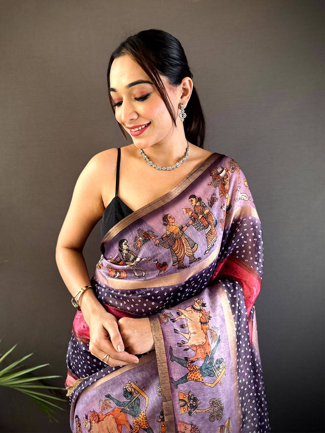 Heritage Soft Chanderi Cotton Bandhej Print Saree