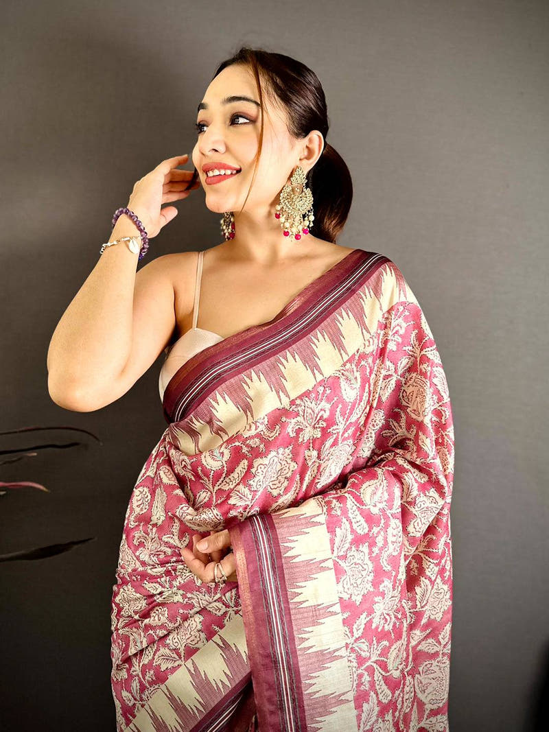 Royal Block Print Soft Zarna Silk Saree
