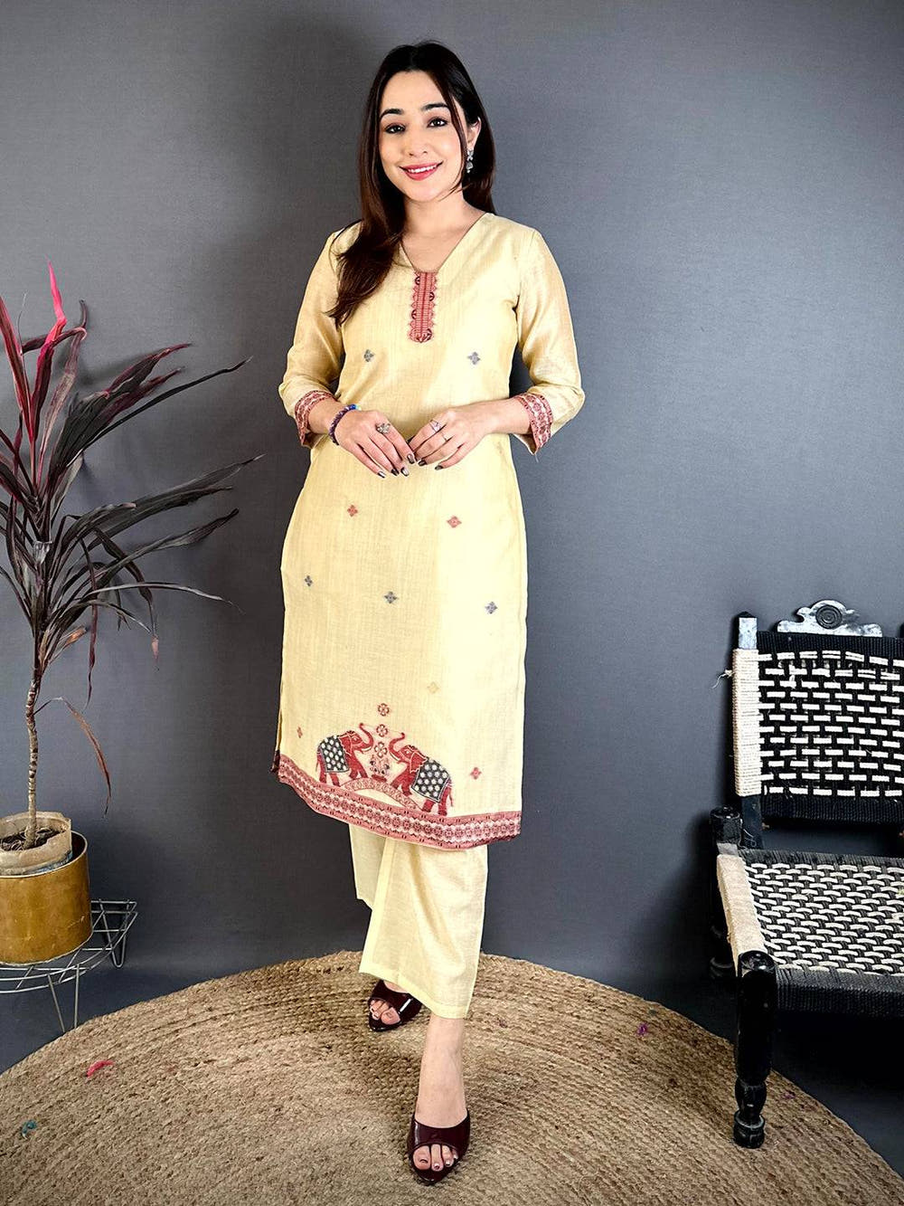 Lemon Yellow Floral Cotton Dress