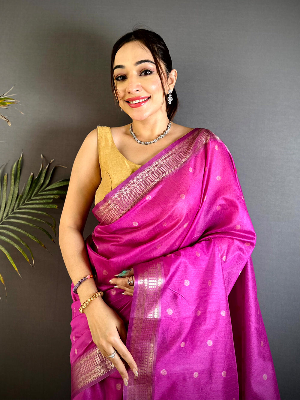 Pink Minakari Paithani Raw Silk Saree