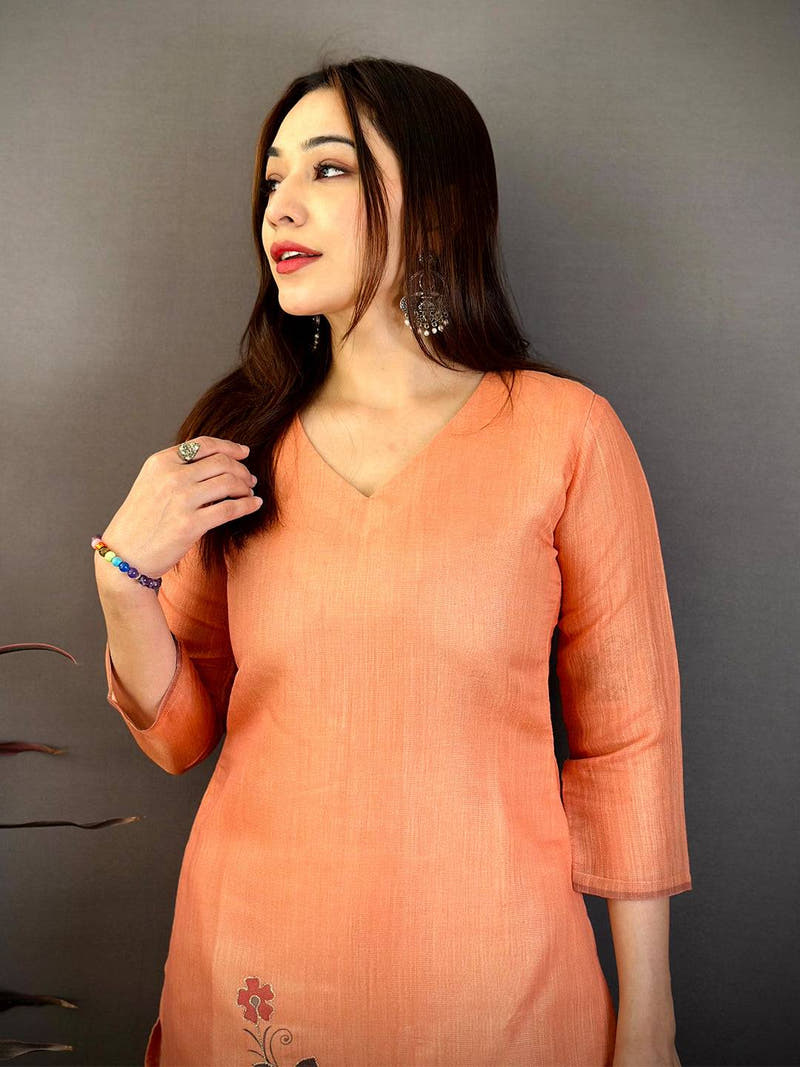 Opulent Cotton Zari Ari Work Kurti