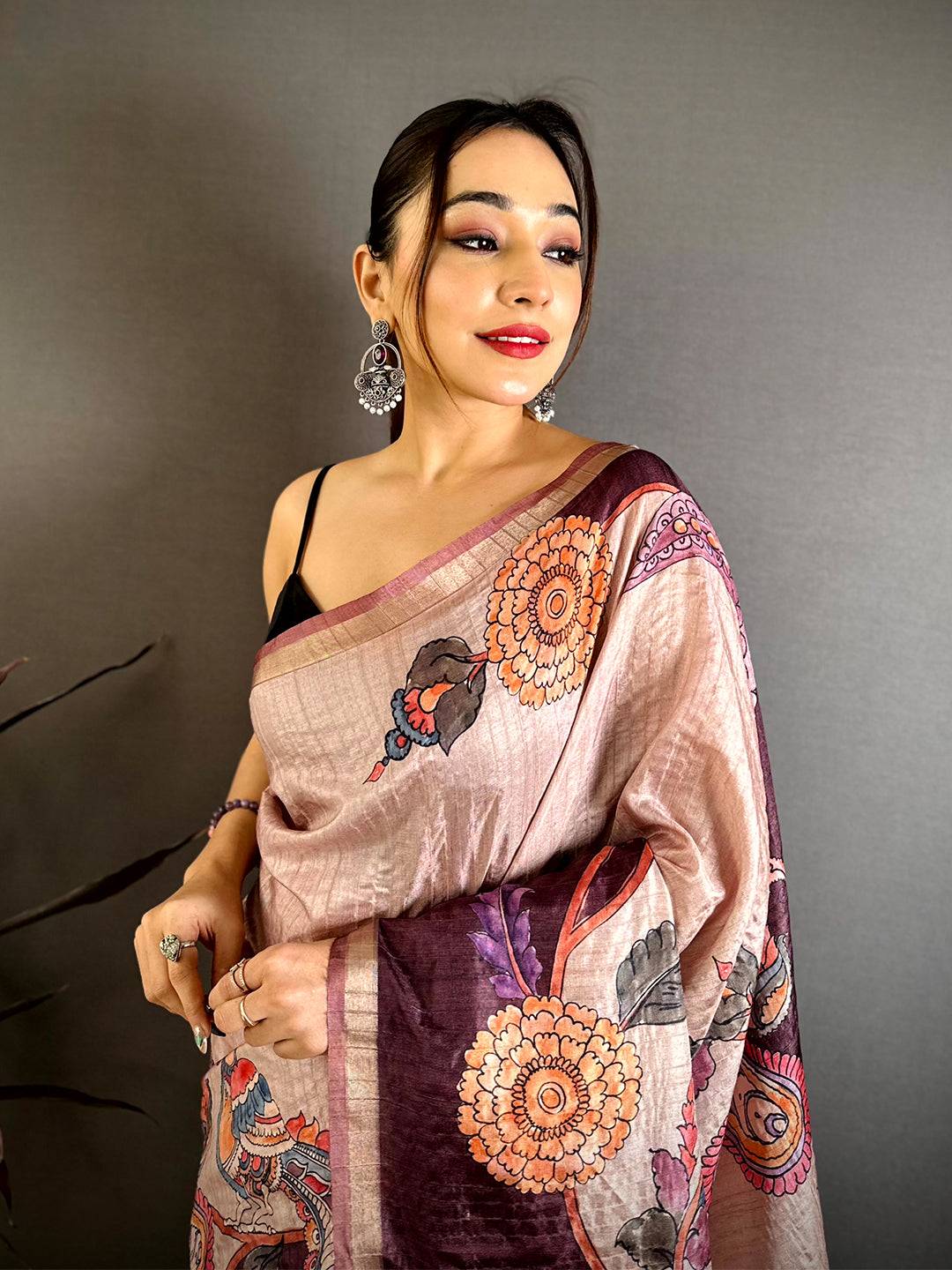 Opulent Soft Tussar Kalamkari Saree