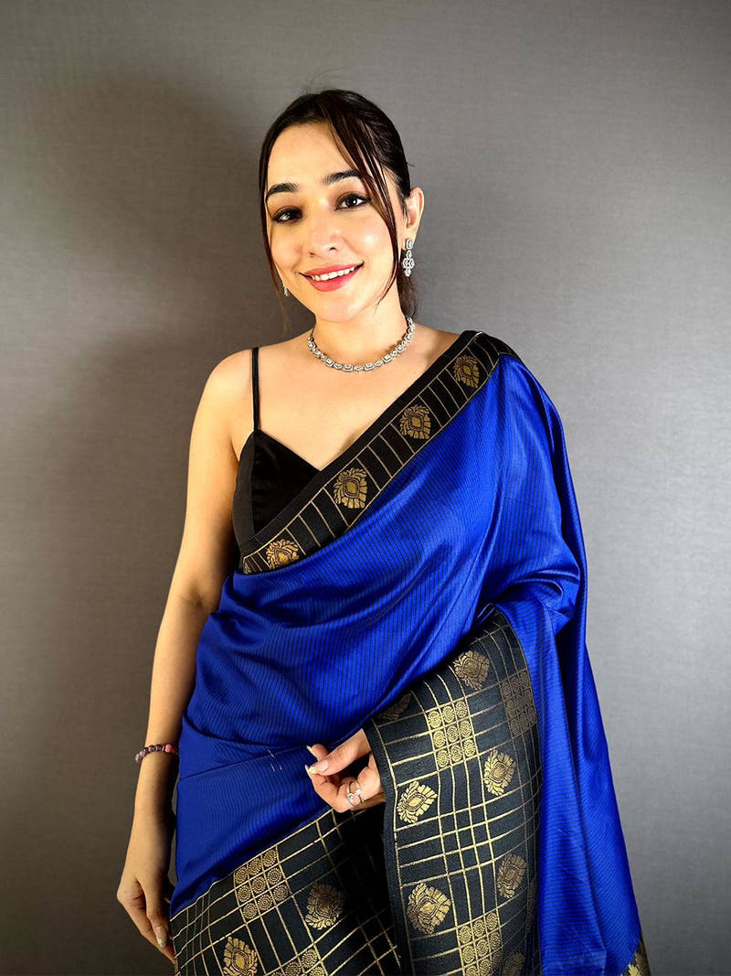 Black Gadwal Border Banarasi Katan Saree