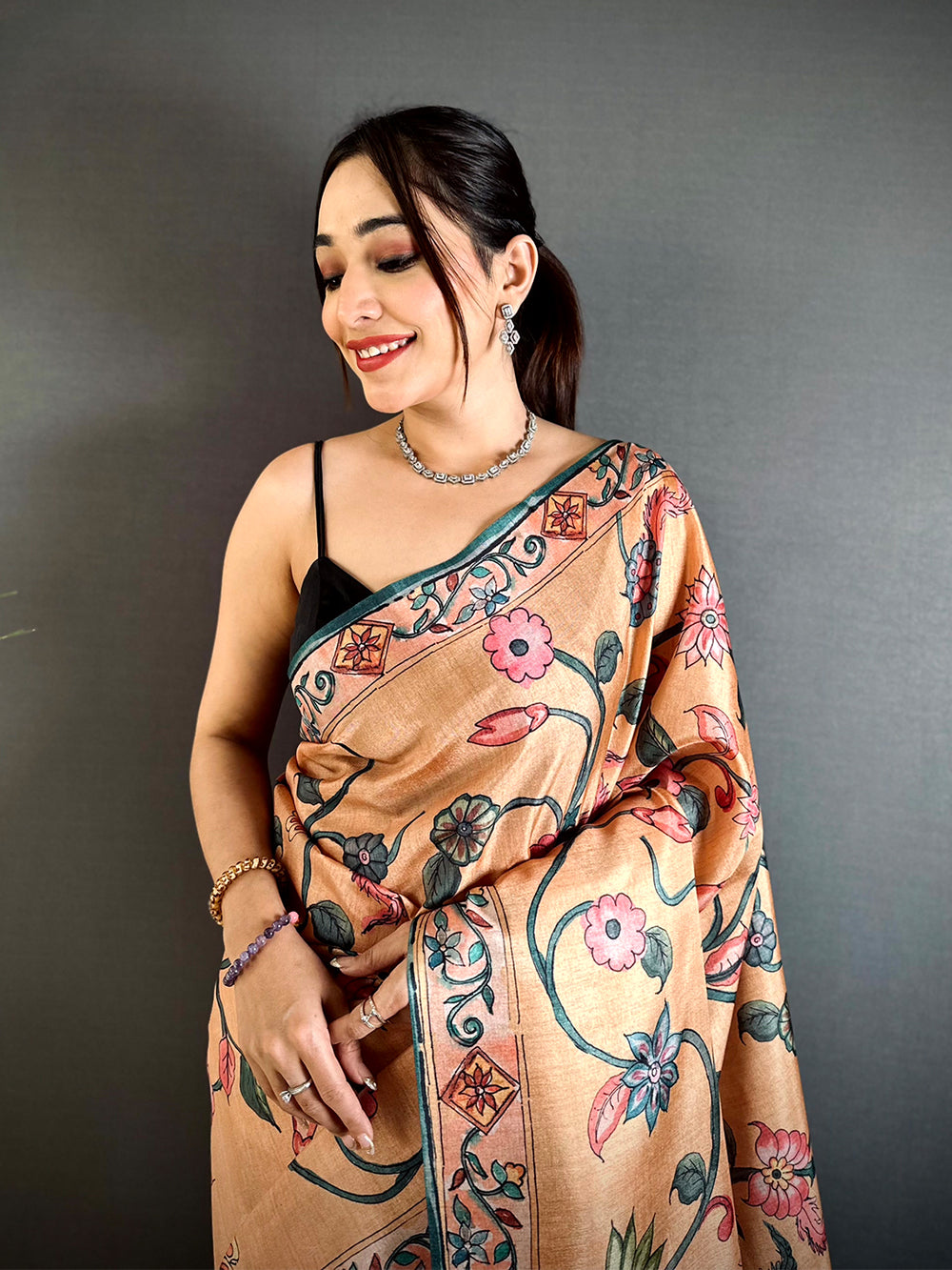 Graceful Pastel Kalamkari Saree