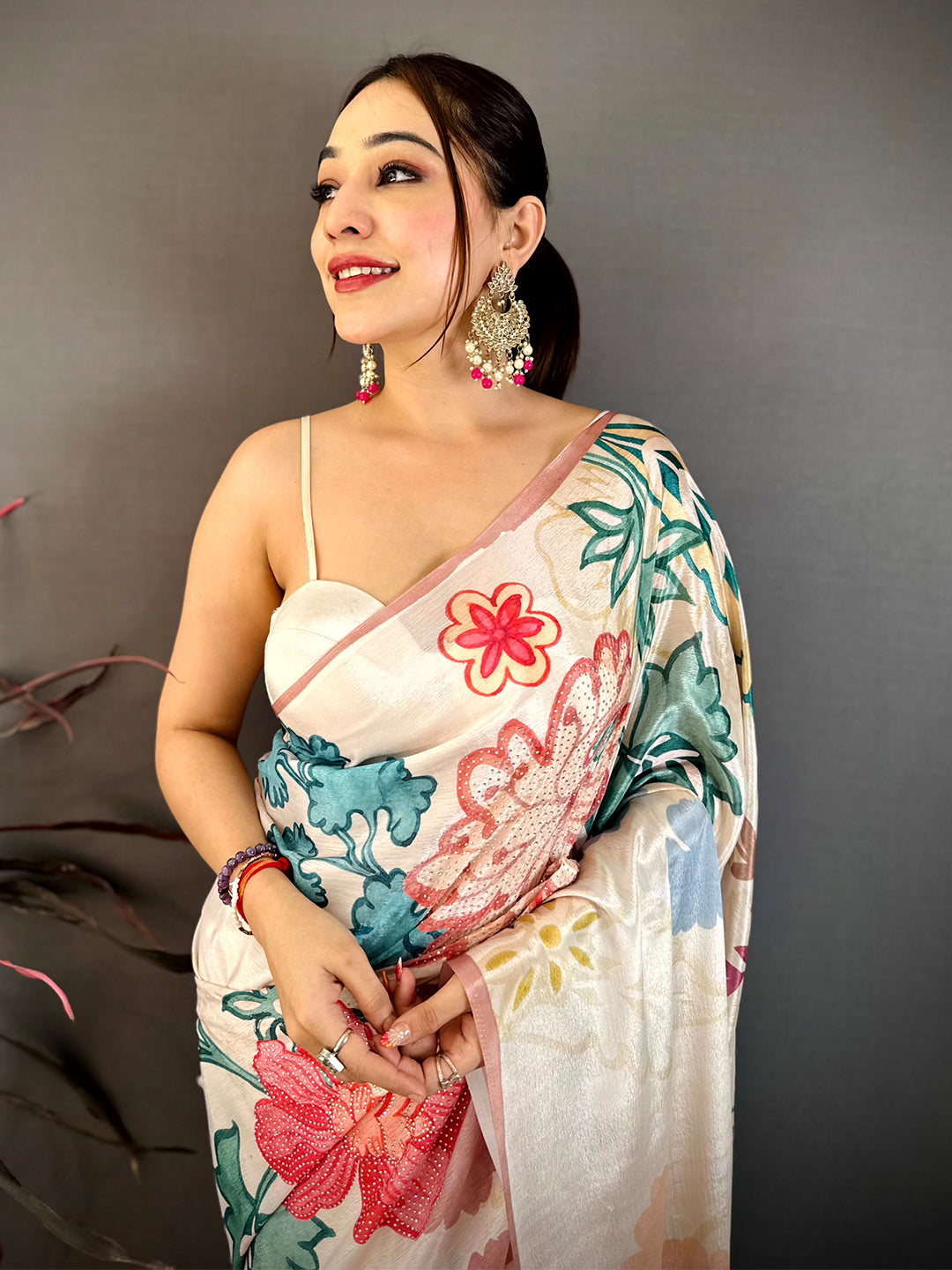 Royal Chinnon Chiffon Floral Swarovski Saree