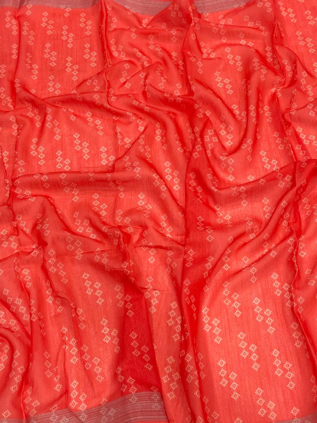 White Linen Floral Kalamkari Print Saree