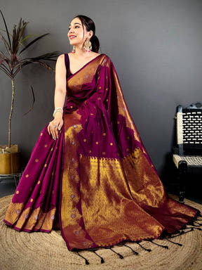 Royal Butti Pattern Soft Silk Zari Saree
