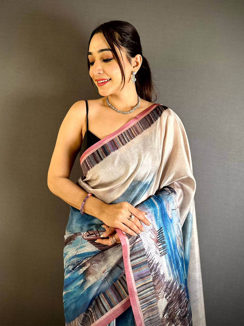Heritage Japanese Poster Tussar Saree
