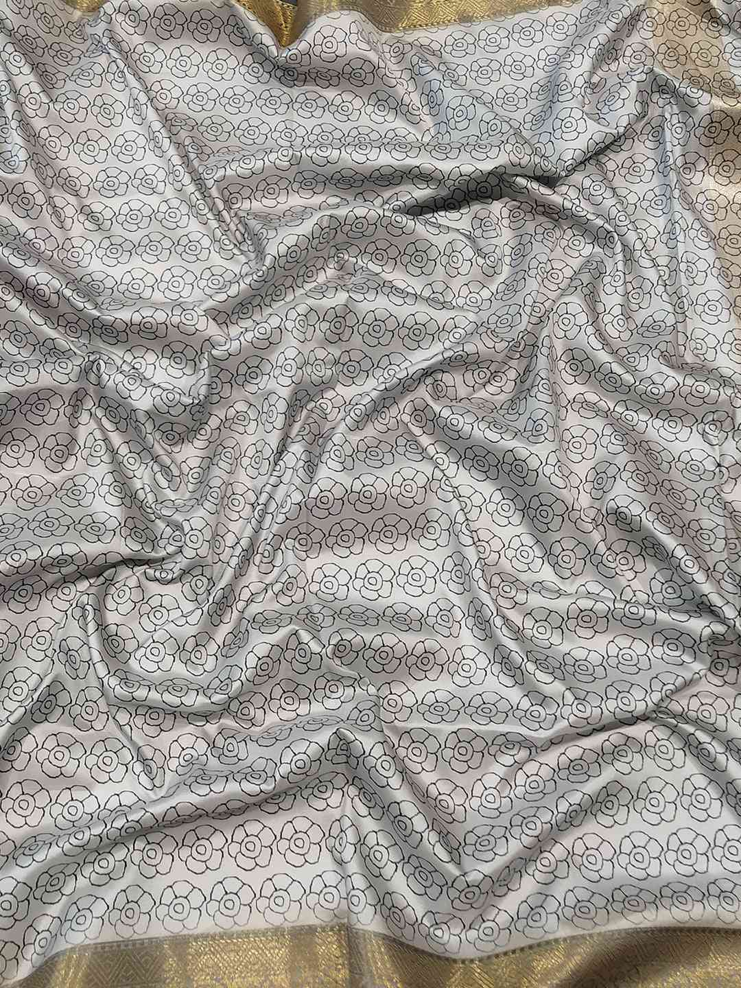 Fabric detail of Kalamkari saree with floral block print