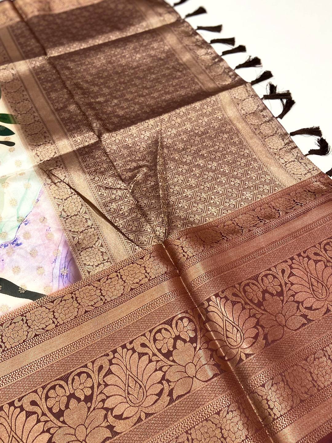 Radiant Banarasi Floral Print Saree