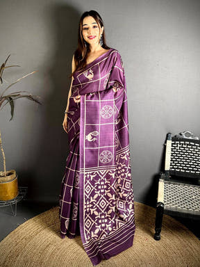 Classic Ikkat Motif Tussar Saree