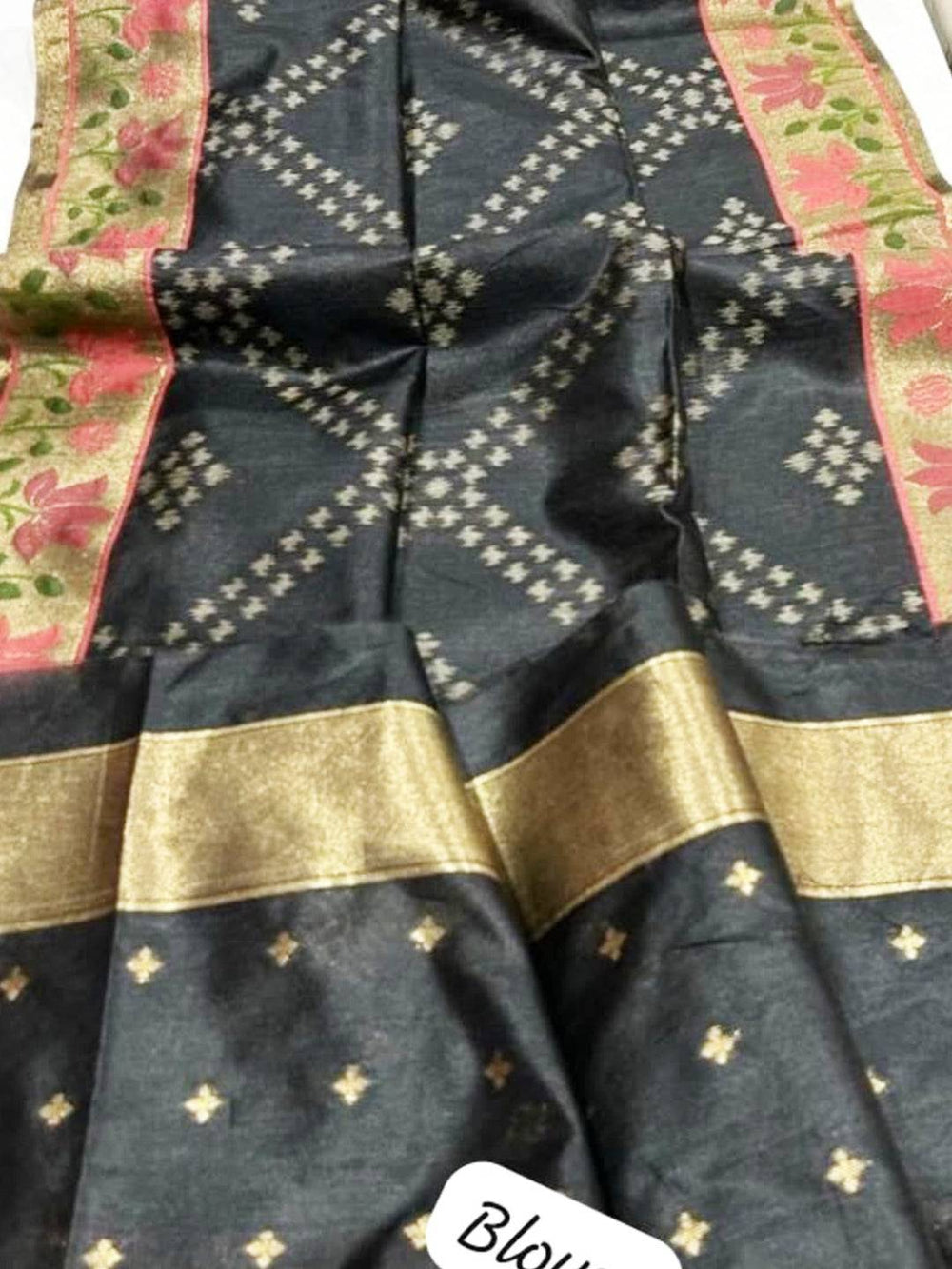 Pure Silk Feel Ikkat Handloom Saree