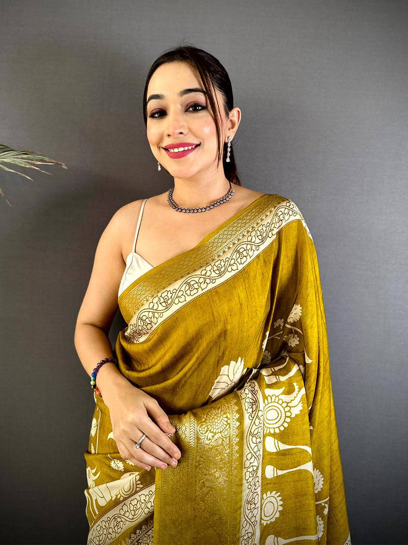 Tradition Self Zari Chex Viscose Dola Saree