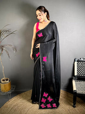 Stylish Butterfly Bandhej Soft Chinnon Saree