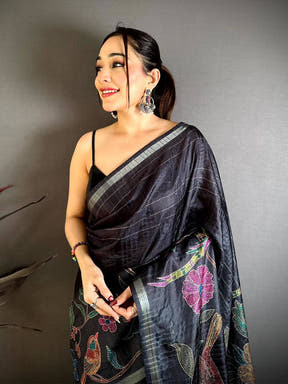 Opulent Tussar Ghicha Katha Art Saree