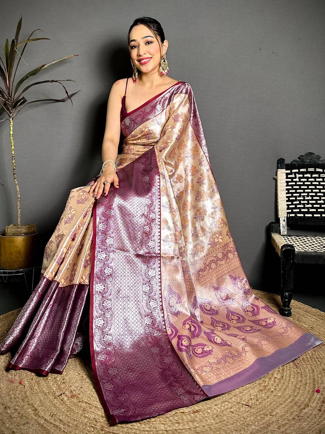 Classic Zari One Gram Tissue Kanchi Saree