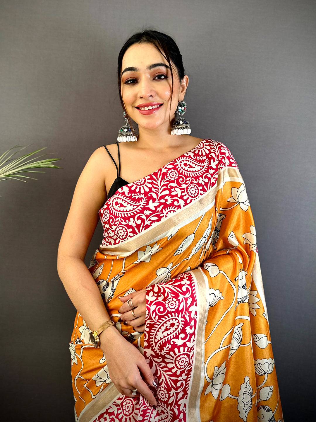Yellow Soft Chanderi Contrast Border Saree
