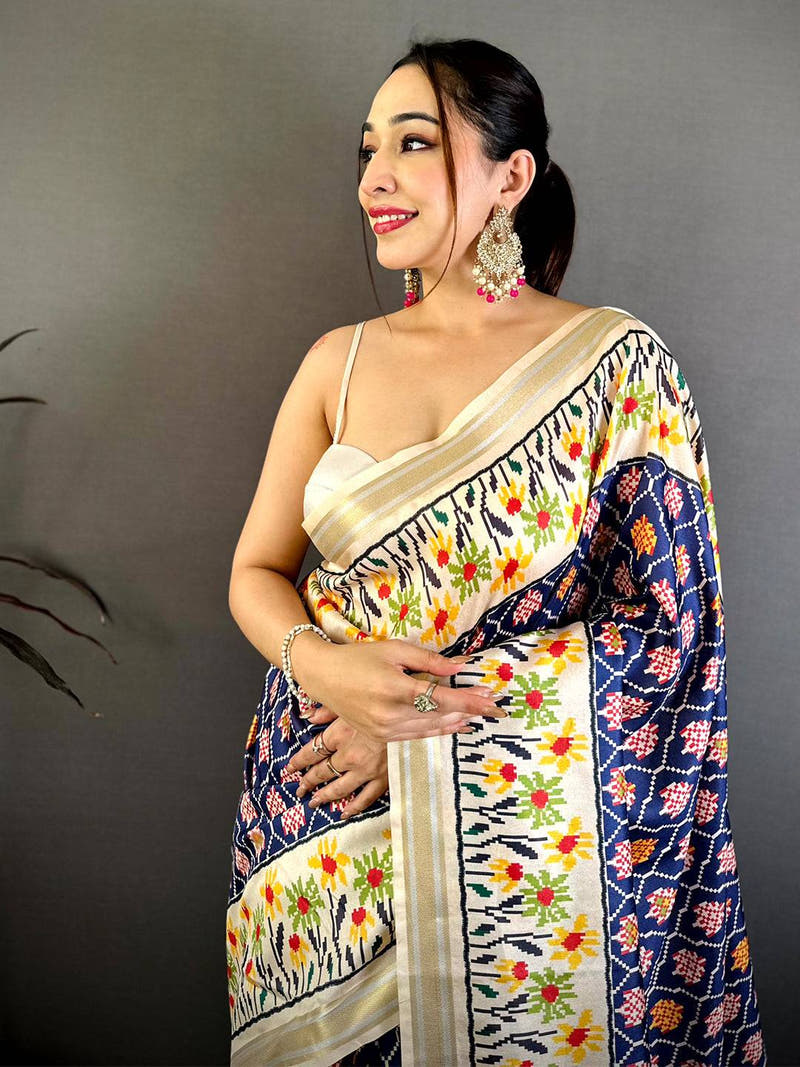 Tradition Digital Ikkat Kanchi Silk Saree