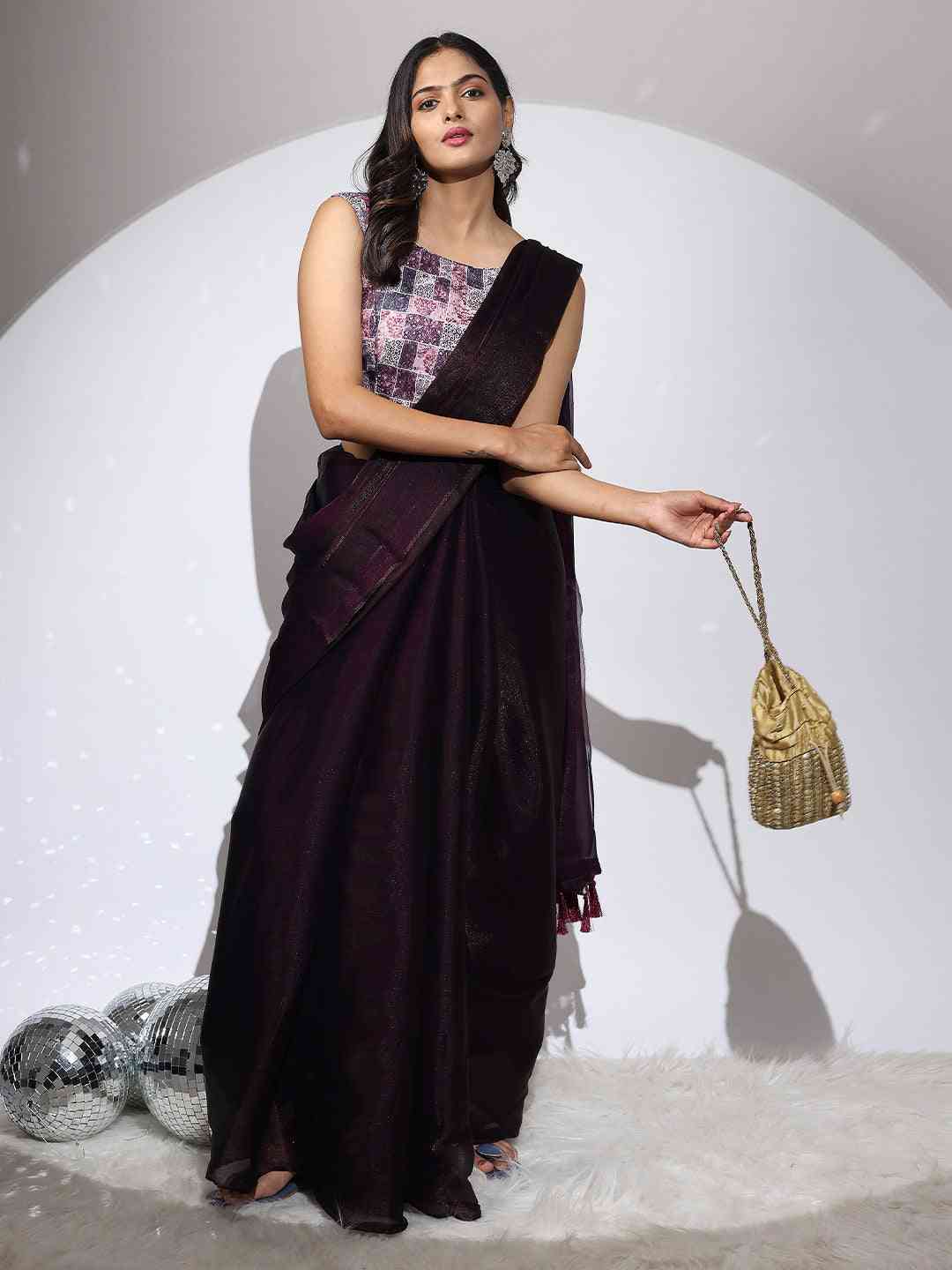 Chiffon Dual Tone Party Wear Designer Saree