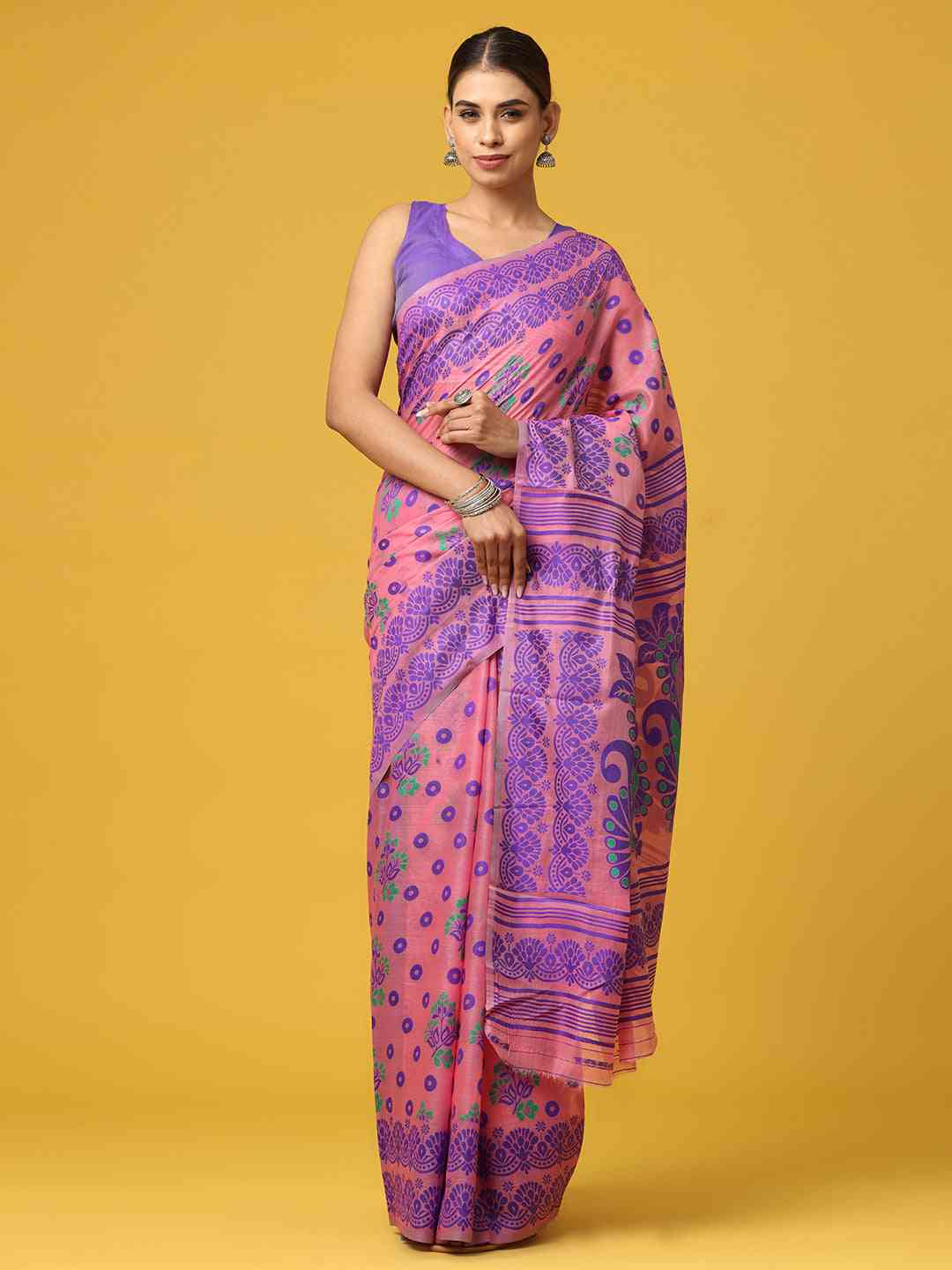 Dhakai Jamdani Light Weight Cotton Silk Saree