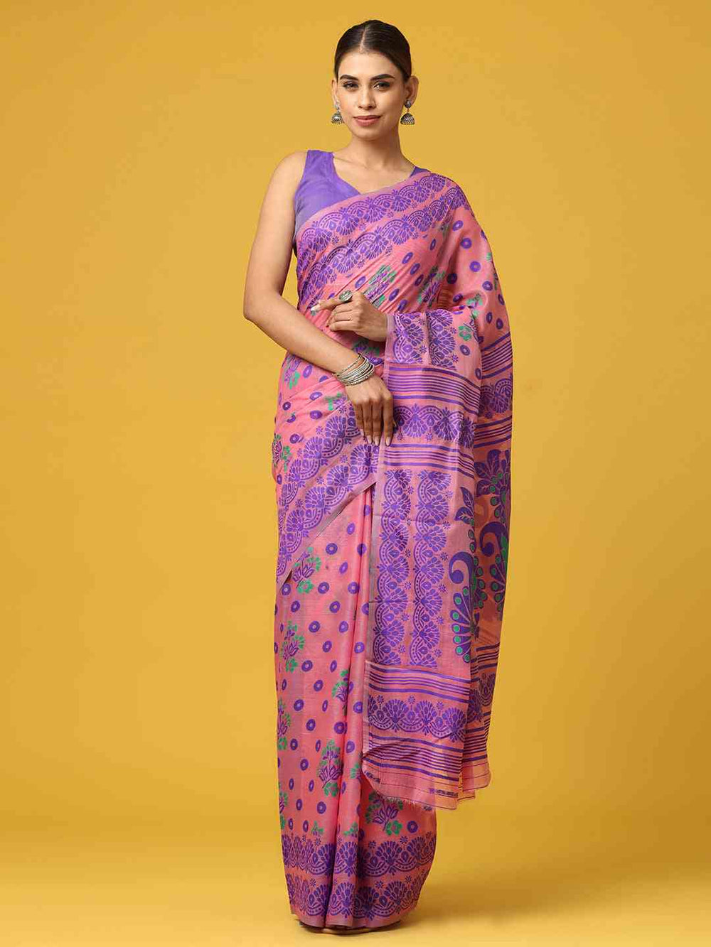 Dhakai Jamdani Light Weight Cotton Silk Saree