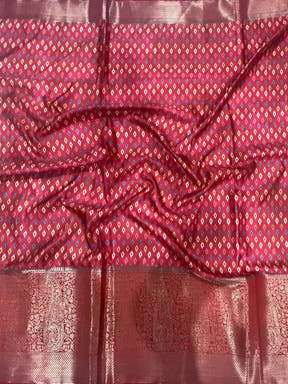 Lavender Cherry Satin Kalamkari Saree