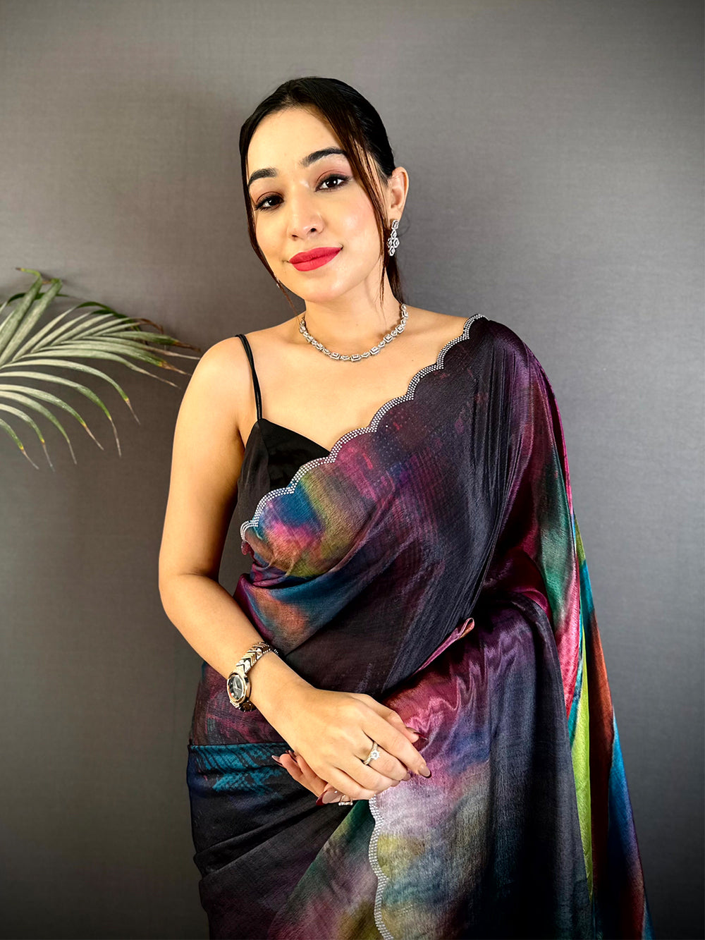 Regal Freehand Abstract Chinnon Saree