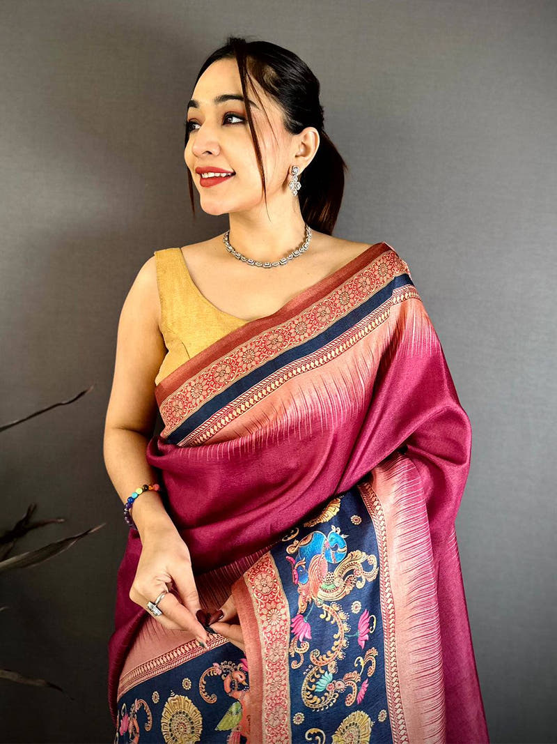 Regal Tanjore Peacock Border Saree