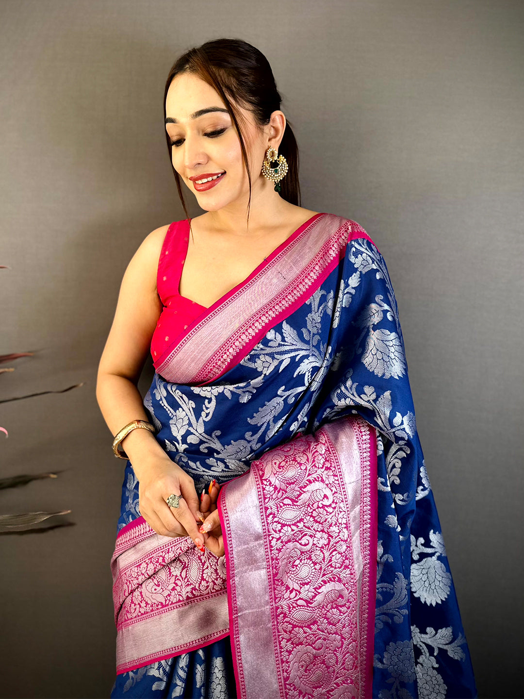 Royal Navy Banarasi Katan Silk Saree
